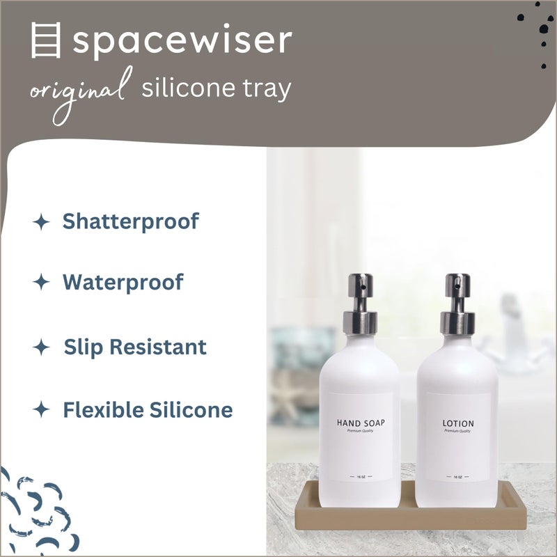 Spacewiser Countertop and Vanity Tray - Small 7.7"" Silicone Soap Dispenser Tray  Shatterproof Flexible Bathroom Tray  Kitchen Sink Tray for Soap Bottles  Key Trinket Ring Tray  Original Silicone Tray - Image 2